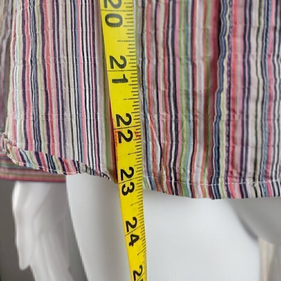 Liz Claiborne Womens Multi Color Striped Button Down Cotton Blend Shirt Size PM - Picture 7 of 14